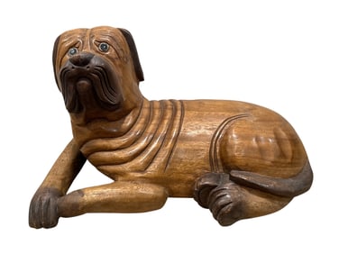 Carved Wood Bull Mastiff