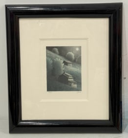ROBERT KIPNISS "Hillside with Porch and Moon" Signed Lithograph
