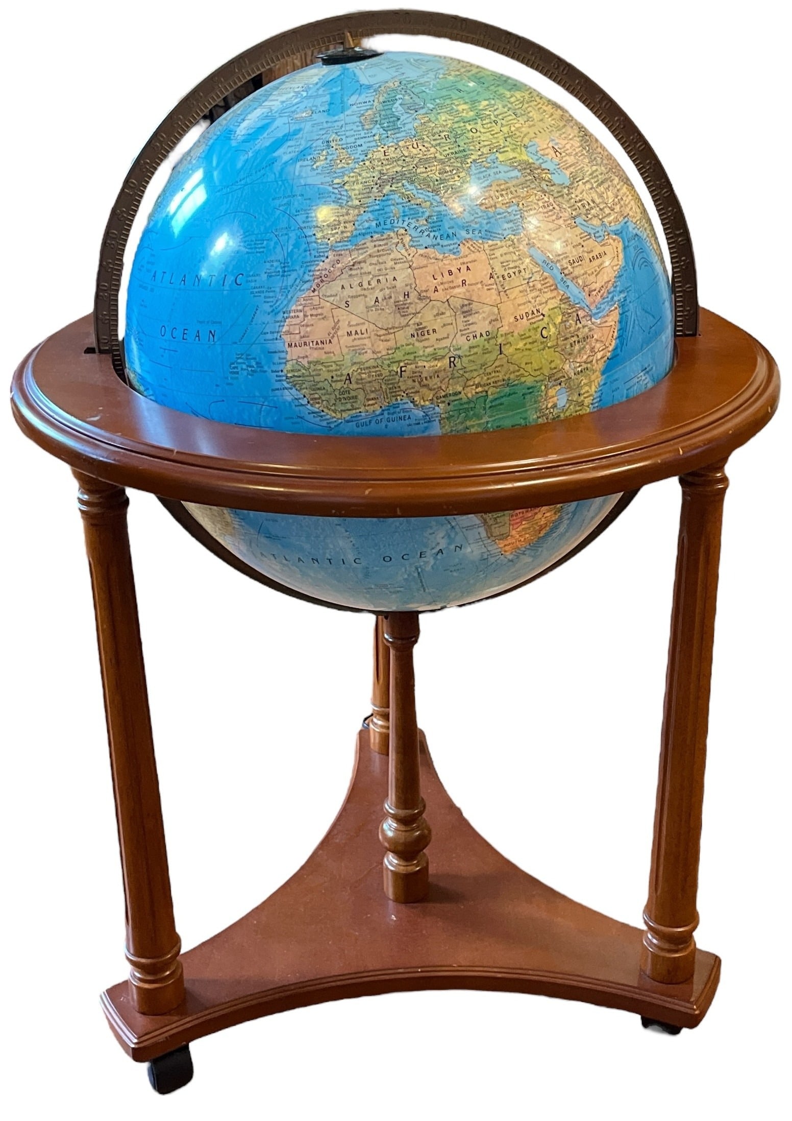 Vintage Lighted World Globe on Stand, REPLOGLE (1 of 4)