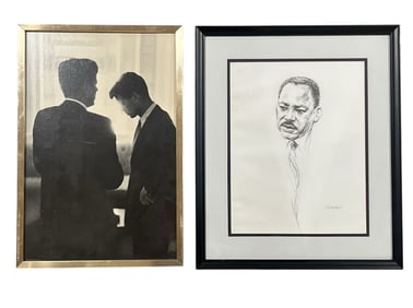 Two Black & White Historical Works, JFK & Martin Luther King Jr.