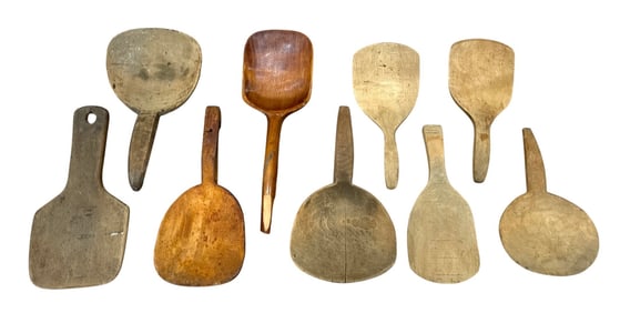 Collection Primitive Wood Butter Paddles