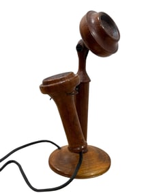 Folk Art Sculpture of a Candlestick Phone