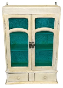 Medicine Cabinet With Two Drawers, Blue Glass
