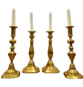 Two Pairs of Vintage Brass Candlesticks