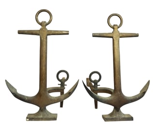 ROSTAND Brass Nautical Anchor Andirons