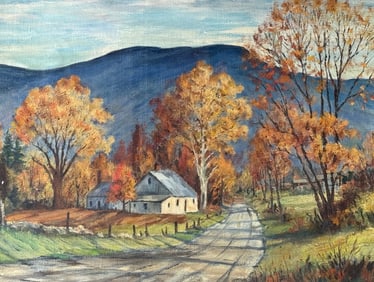 Mid 20th C. ORVAL CALDWELL Countryside Landscape Oil on Canvas