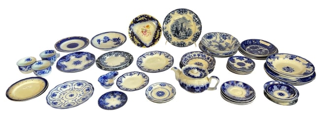 Large Collection of 19th C. Flow Blue Dish