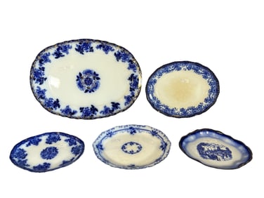 Collection of 19th C. Flow Blue Platters