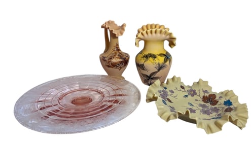 Collection of Victorian Satin Glass & Depression Glass