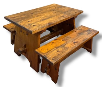 HABITANT Trestle Table & Benches, Dining Set