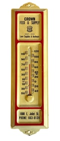 Vintage Crown Feed & Supply Advertisement Thermometer
