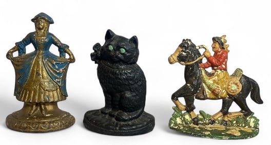 Three English Style Cast Iron Figural Doorstops