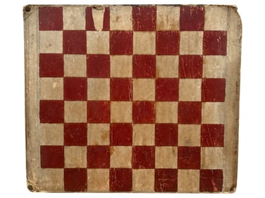 Early 1930's Found Checkerboard Advertising Sign, Folk Art