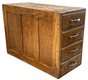 Antique Oak Four Drawer Side File Cabinet