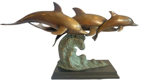 Vintage Bronze Dolphin Sculpture