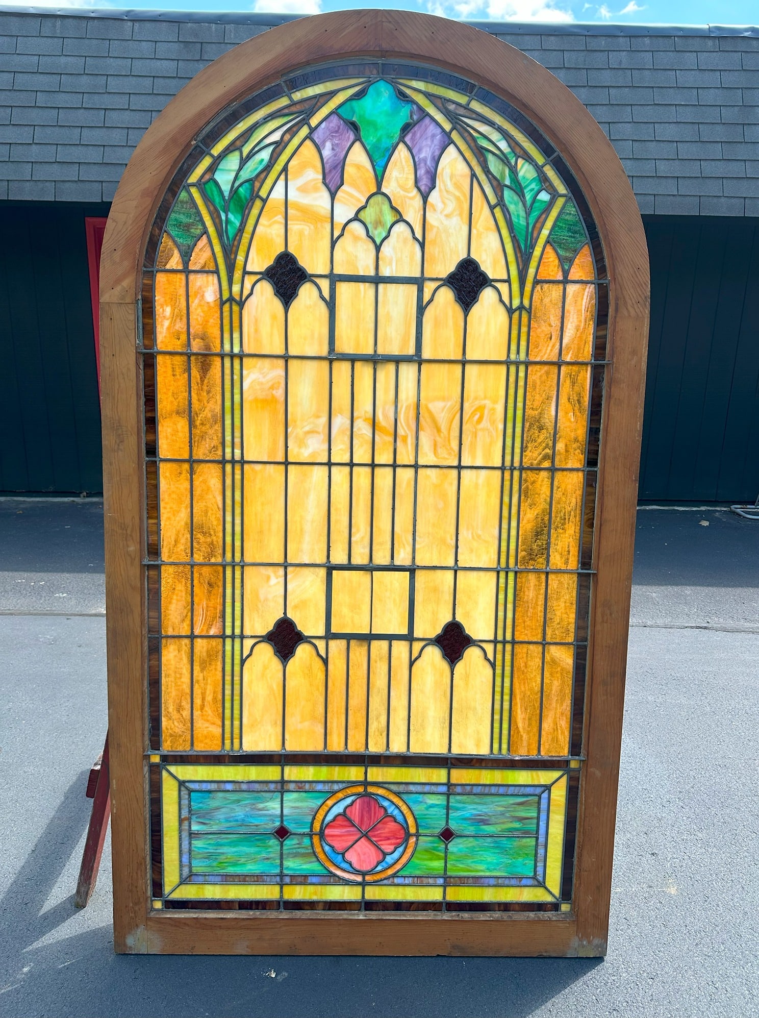 Large Antique Leaded & Stained Glass Window (1 of 10)