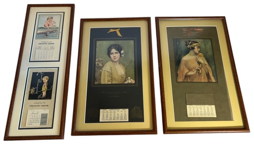 Three 1920's - 50's Framed Advertisement Calendars