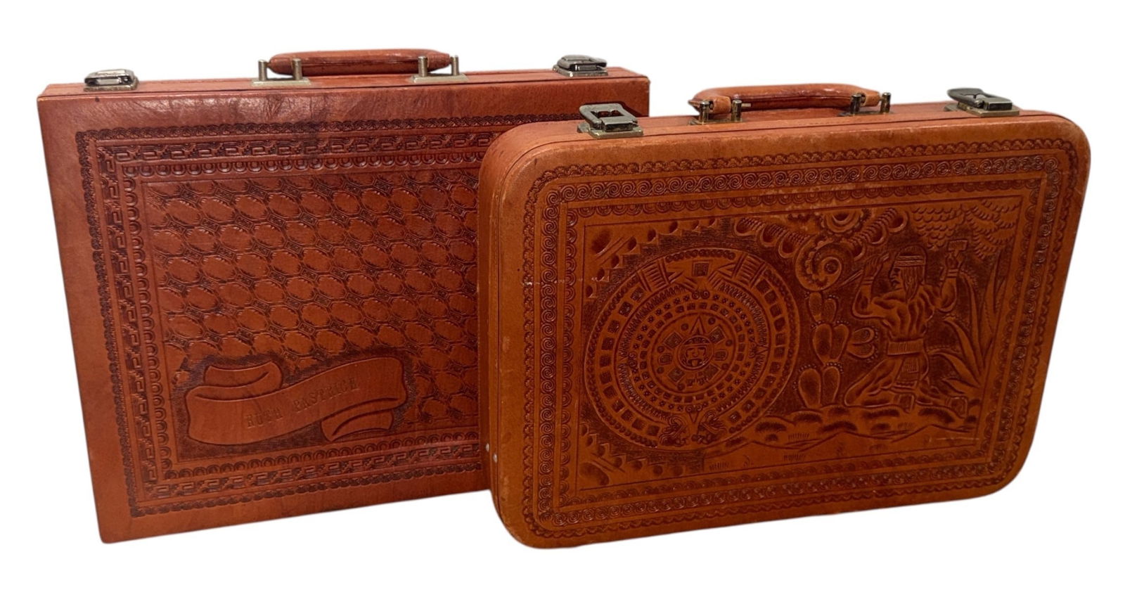 Set of Vintage Hand Tooled Mexican Leather Briefcases (1 of 5)