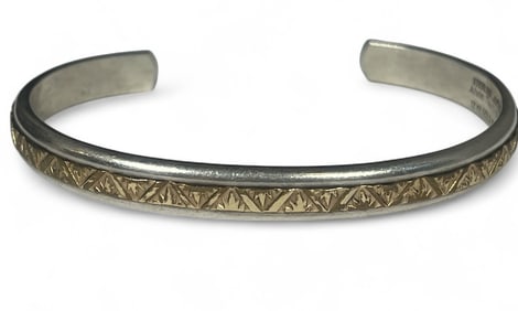 An ALVIN TODACHEENE Sterling Silver & 12k Gold Cuff Bracelet