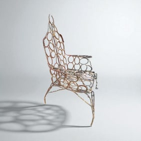 Folk Art Horseshoe Cowboy Western Throne Chair