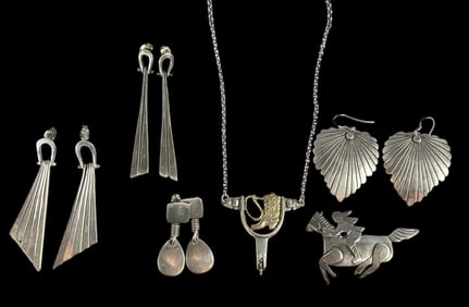 A Collection of Sterling Silver Western Jewelry