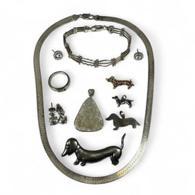 A Collection of Sterling Silver Jewelry & Brooches