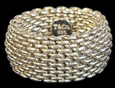 TIFFANY & CO. Somerset Sterling Silver Mesh Ring