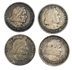 Four Columbian Exposition Commemorative Silver Half Dollars