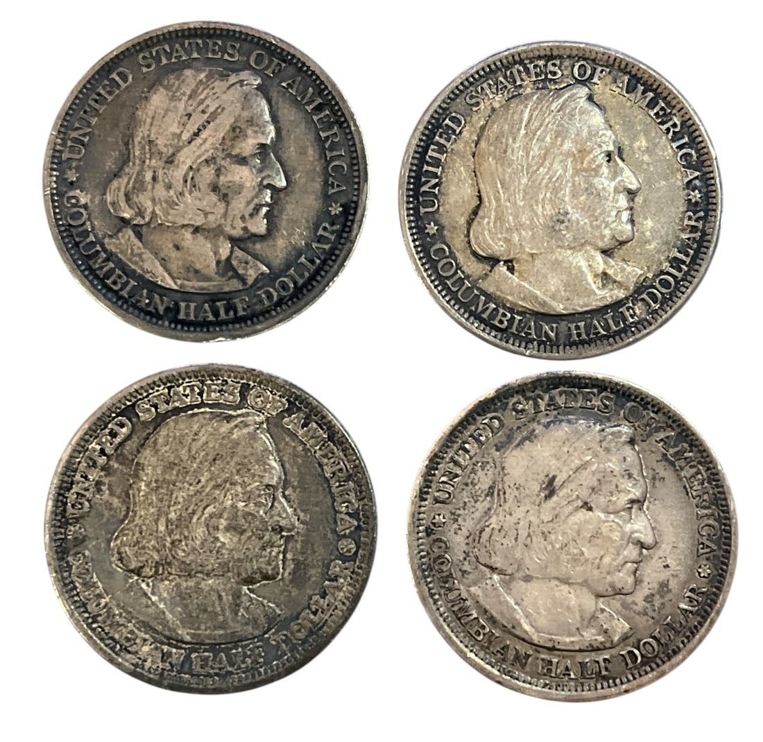 Four Columbian Exposition Commemorative Silver Half Dollars (1 of 2)