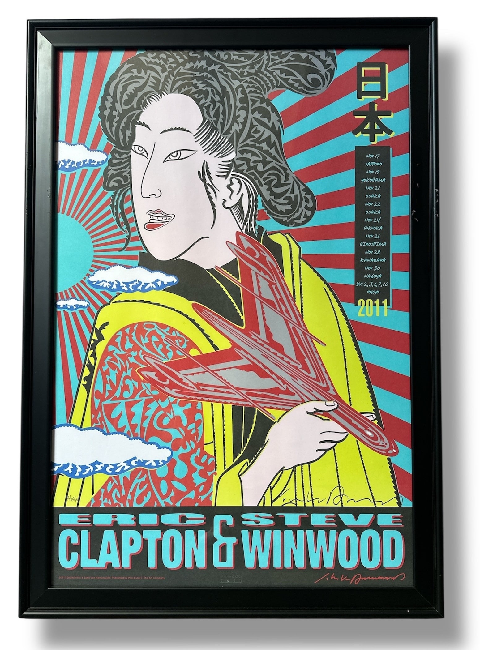 2011 ERIC CLAPTON & STEVE WINWOOD Japan Concert Poster JOHN VAN HAMERSVELD Signed & Numbered (1 of 3)