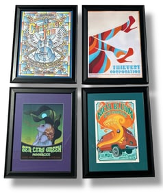 Collection of Four Framed Concert Posters Christmas Jam 2012,TEA LEAF GREEN MOONALICE, NICKI BLUHM &