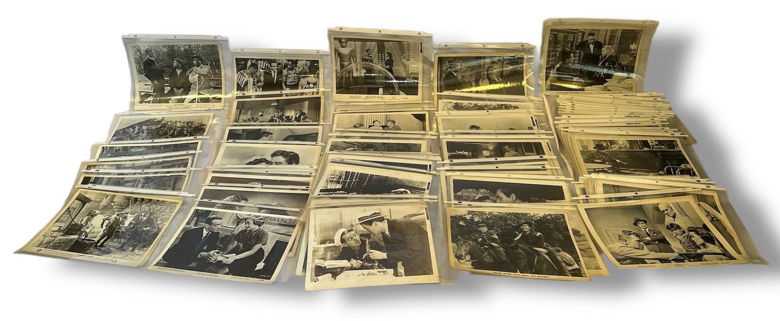 Collection of Vintage Movie Stills, FRANK SINATRA, ORSON WELLES, & More: Most are approx. 8" H x 10" W. Also feature Errol Flynn, Tyrone Power, Olivia De Havilland, and more. Approx 110+ pieces.