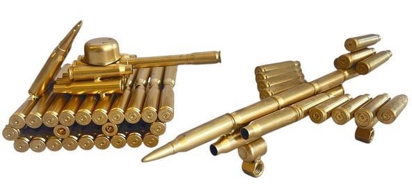 Two POPS CASEY Folk Art Bullet Sculpture