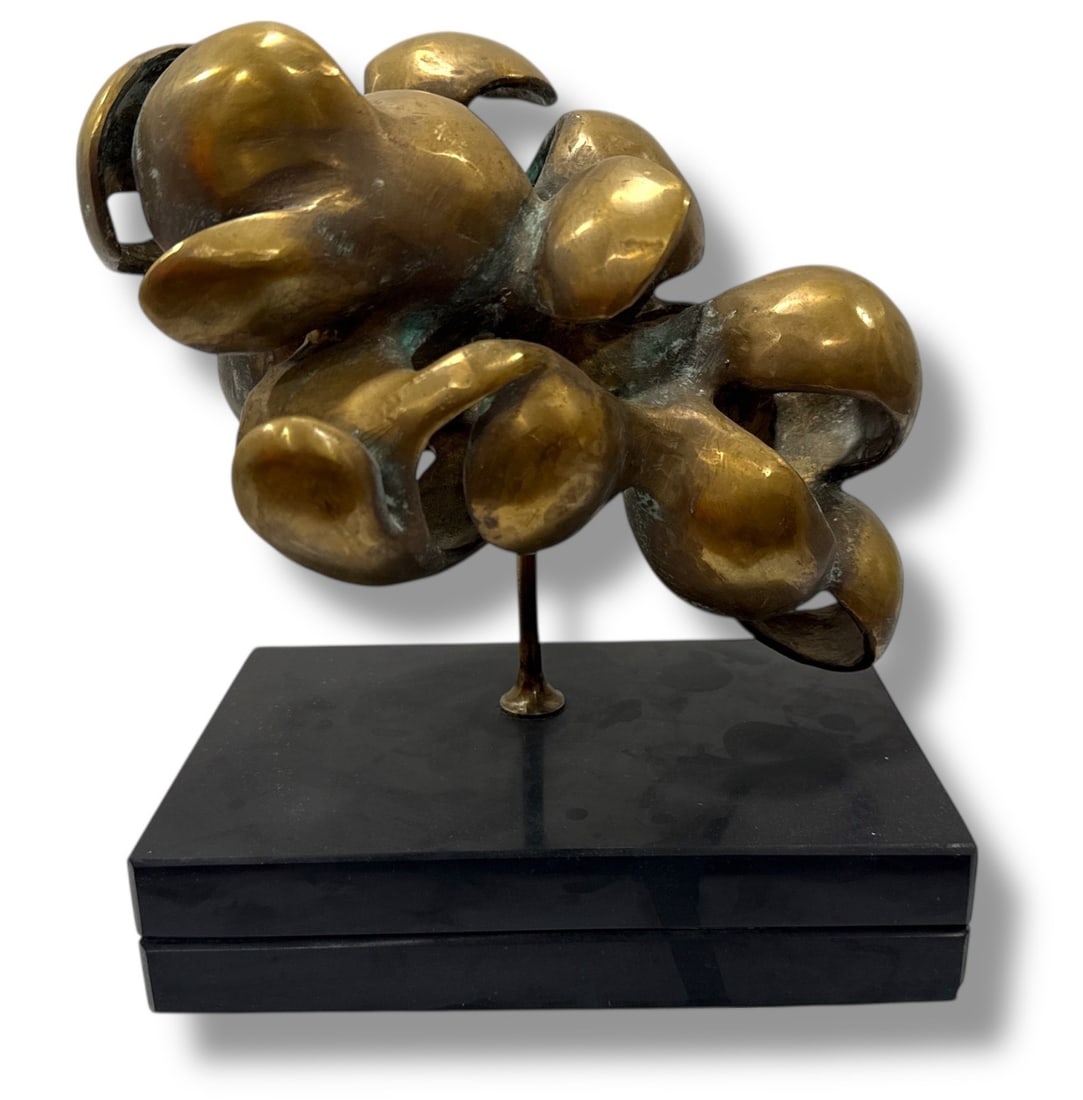 A Mid Century Biomorphic Abstract Sculpture, Signed MOBLEY: Terrific example of a post-war figurative abstract sculpture, in the styles of artists like Henry Moore and Jean Arp. Measures 10" H x 8" W x 5" D.
