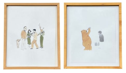 Two MARCEL DZAMA (Canadian, b. 1974) Untitled Drawings