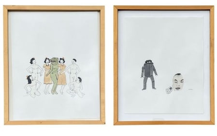 Two MARCEL DZAMA (Canadian, b. 1974) Untitled Drawings