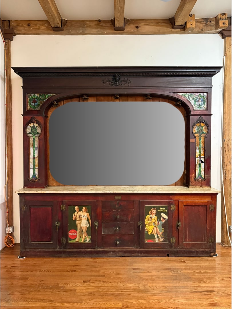 Early 20th C. Marble & Stained Glass Tavern Back Bar (1 of 20)