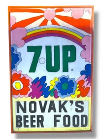 Rare PETER MAX 7UP Advertising Sign, Lighted & Double Sided