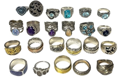 Collection of Sterling Silver, Gemstone Rings
