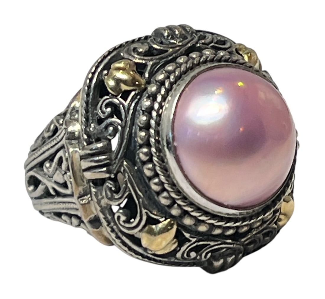 A ROBERT MANSE 18K Gold, Sterling Silver, and Pink Mabe Pearl Ring (1 of 6)