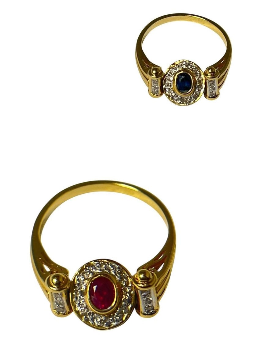 A 18K Gold, Diamond, Ruby & Sapphire Flip Ring (1 of 6)