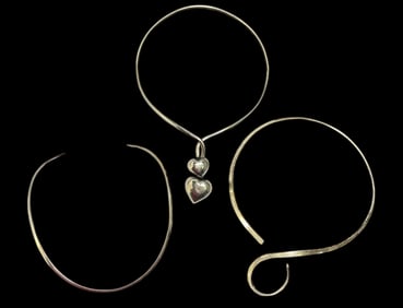 Three Modernist Choker Necklaces, Some Sterling Silver