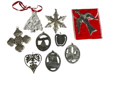 A Collection of Sterling Silver & Crystal Ornaments, TIFFANY, GORHAM, REED & BARTON