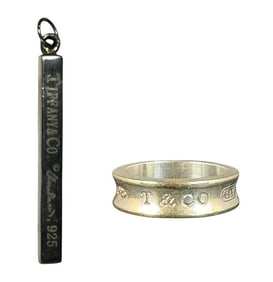 TIFFANY & CO. Sterling Silver Concave Ring & ELSA PERETTI Pendant