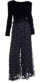 A 1990 DENNIS GOLDSMITH Velvet and Polka Dot Jumpsuit
