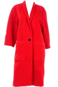 Vintage 1980s Red Alpaca Mohair Wool Coat, ESCADA by MARGARETHA LEY