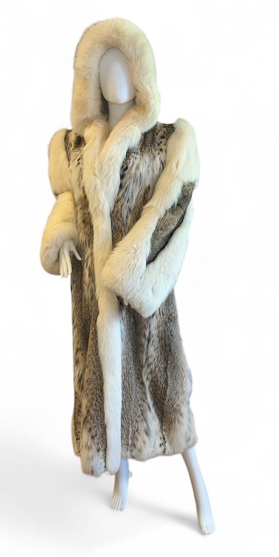 Vintage Full Length Lynx & White Fox Fur Coat (1 of 7)