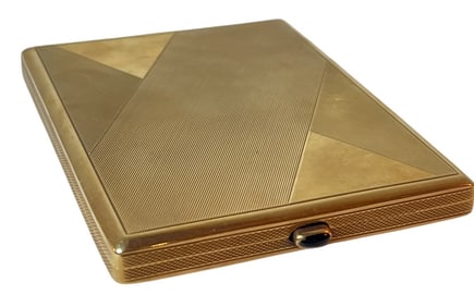 A 14k Yellow Gold Geometric Makeup Compact