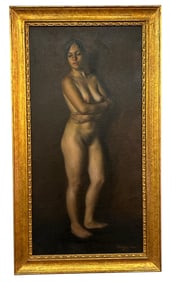 Art Deco Style Nude Oil Painting