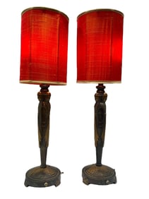 Pair of Art Deco Egyptian Revival Lamps
